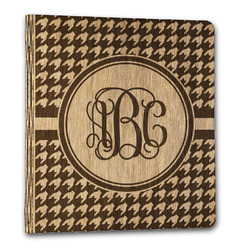 Houndstooth Wood 3-Ring Binder - 1" Letter Size (Personalized)