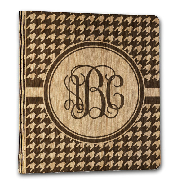 Custom Houndstooth Wood 3-Ring Binder - 1" Letter Size (Personalized)