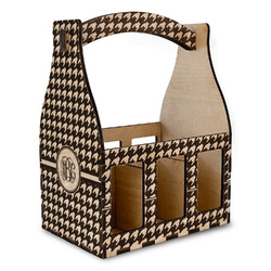 Houndstooth Wooden Beer Bottle Caddy (Personalized)