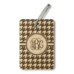 Houndstooth Wood Luggage Tag - Rectangle (Personalized)