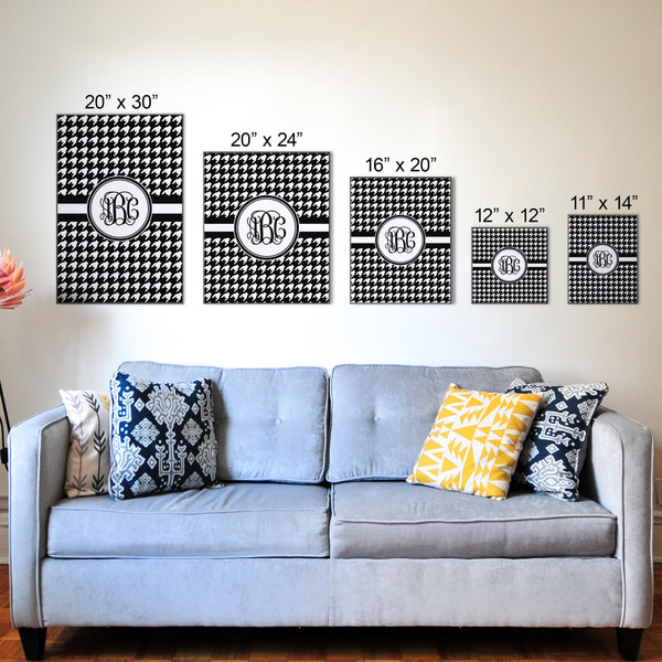 Houndstooth Wood Prints - Size Comparison