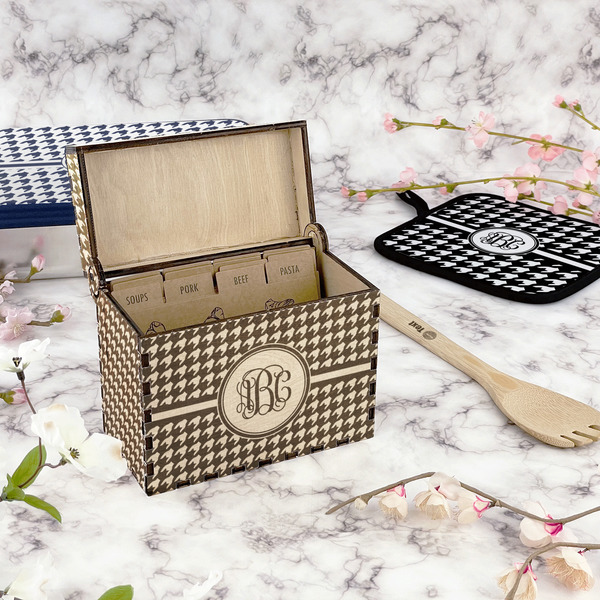 Houndstooth Wood Recipe Boxes - Lifestyle