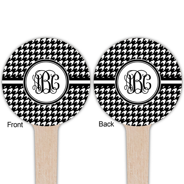 Houndstooth Wooden 4" Food Pick - Round - Double Sided - Front & Back