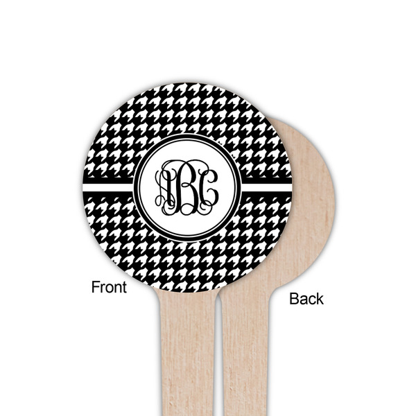Houndstooth Wooden 4" Food Pick - Round - Single Sided - Front & Back