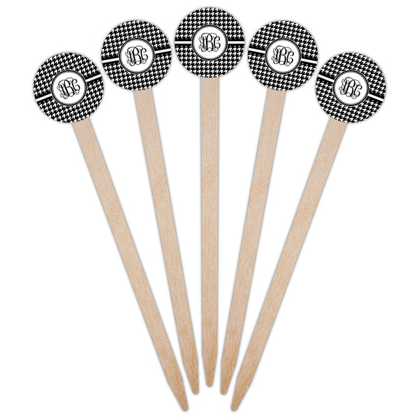 Houndstooth Wooden 6" Food Pick - Round - Fan View