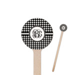 Houndstooth 6" Round Wooden Stir Sticks - Single Sided (Personalized)