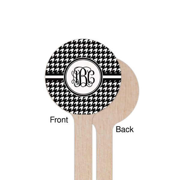 Houndstooth Wooden 7.5" Stir Stick - Round - Single Sided - Front & Back
