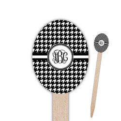 Houndstooth Oval Wooden Food Picks - Double Sided (Personalized)