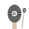Houndstooth Wooden Food Pick - Oval - Closeup