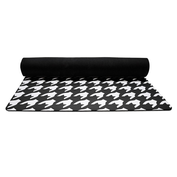 Houndstooth Yoga Mat Rolled up Black Rubber Backing
