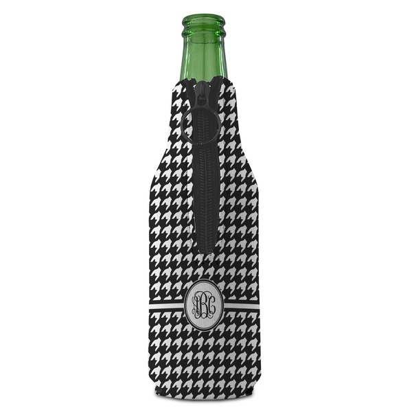 Houndstooth Zipper Bottle Cooler - BACK (bottle)