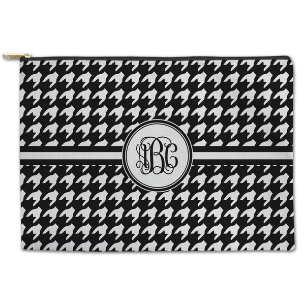 Custom Houndstooth Zipper Pouch - Large - 12.5"x8.5" (Personalized)