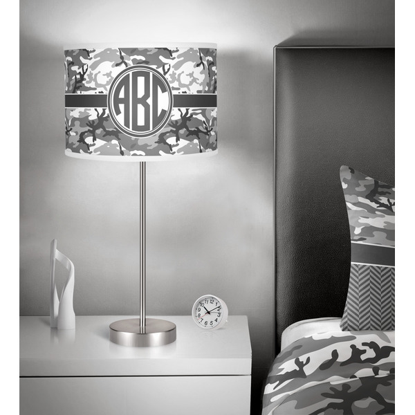 Camo 13 inch drum lamp shade - in room