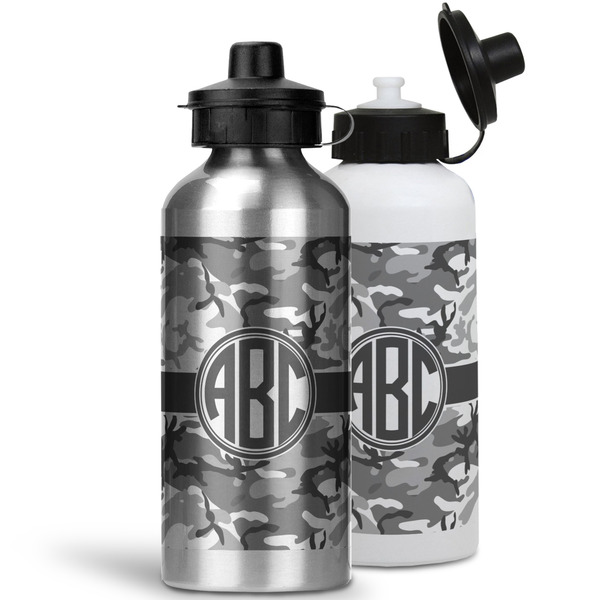 Camo Aluminum Water Bottles - MAIN (white &silver)