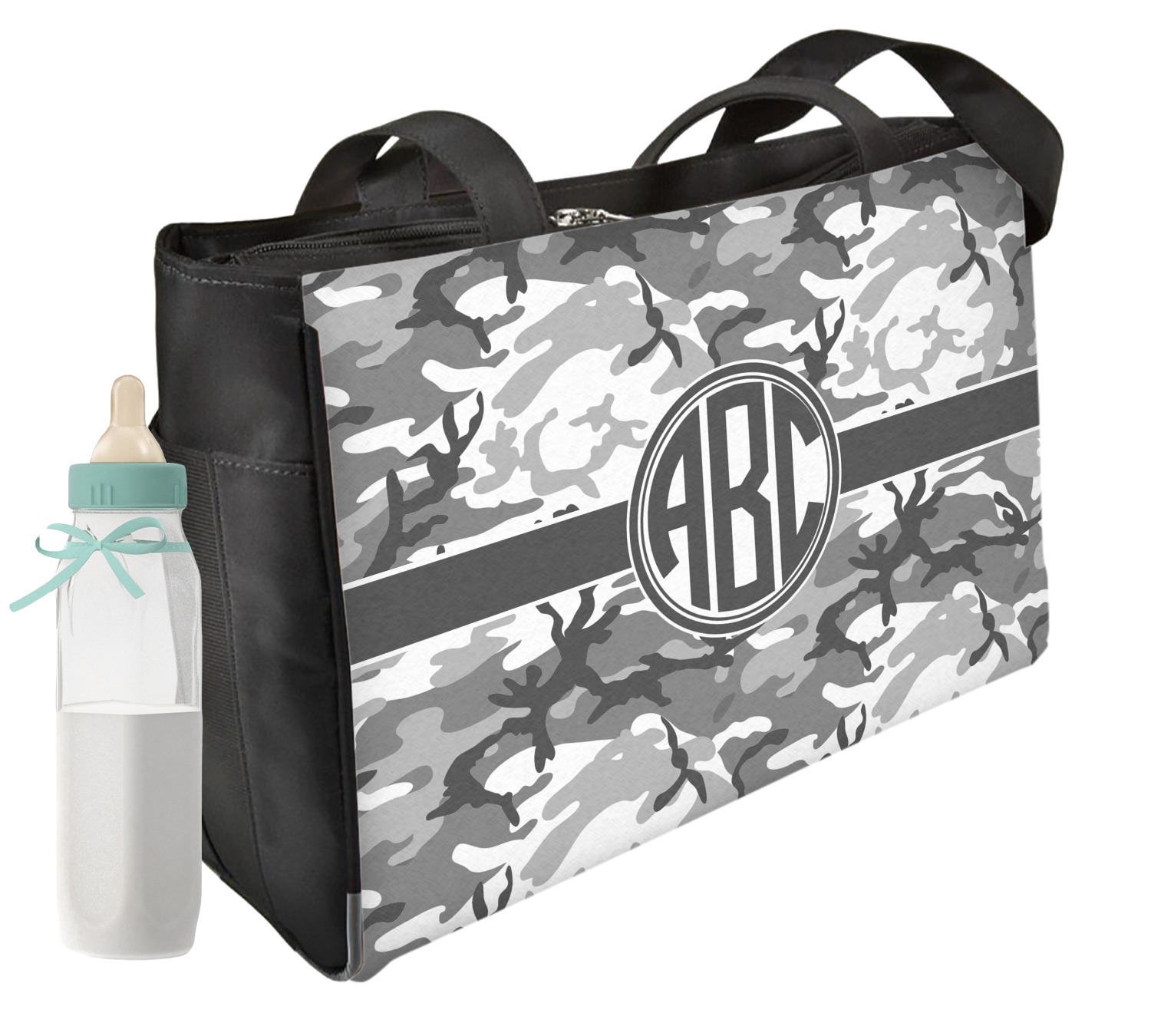 black camo diaper bag