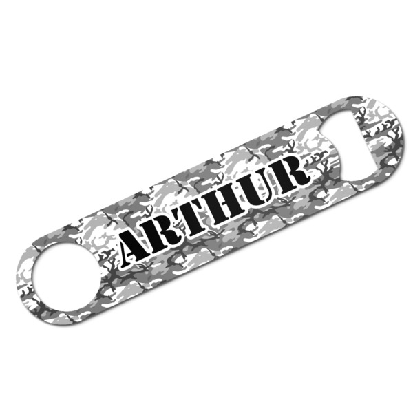 Custom Camo Bar Bottle Opener - White w/ Monogram