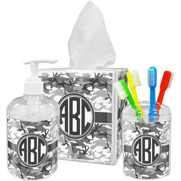 Custom Camo Acrylic Bathroom Accessories Set w/ Monogram