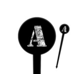 Camo 4" Round Plastic Food Picks - Black - Double Sided (Personalized)