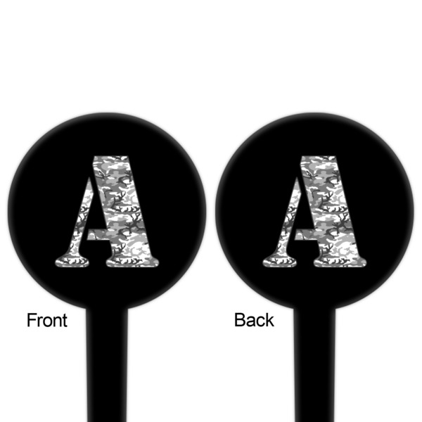 Camo Black Plastic 4" Food Pick - Round - Double Sided - Front & Back
