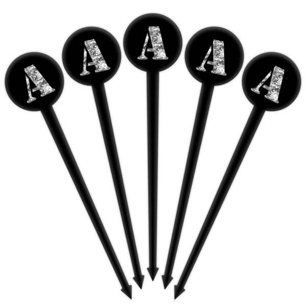 Camo Black Plastic 4" Food Pick - Round - Fan View