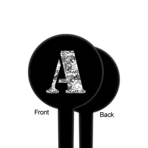Camo Black Plastic 4" Food Pick - Round - Single Sided - Front & Back