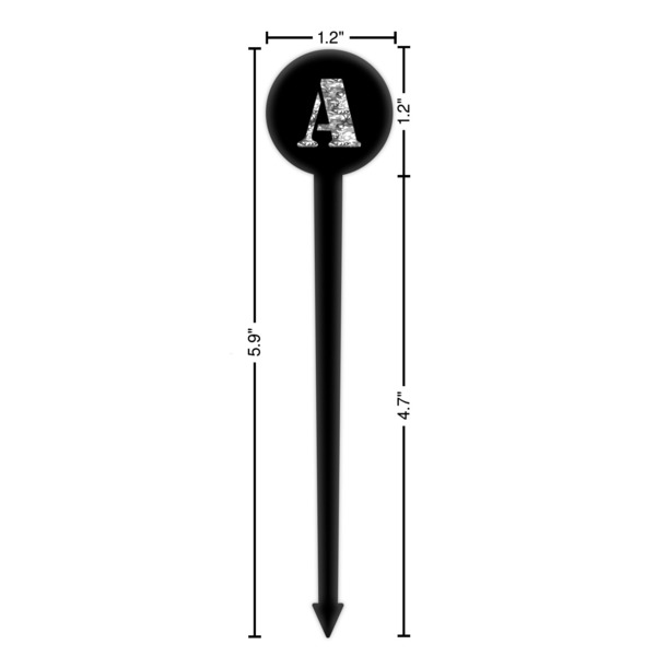 Camo Black Plastic 6" Food Pick - Round - Dimensions