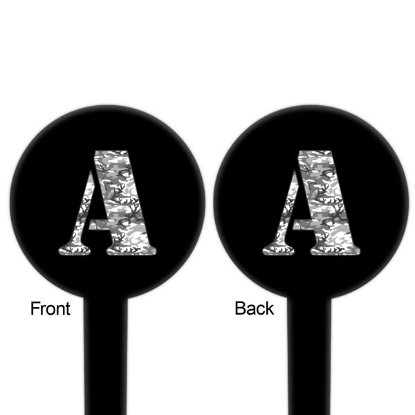 Camo Black Plastic 6" Food Pick - Round - Double Sided - Front & Back