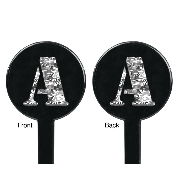 Camo Black Plastic 7" Stir Stick - Double Sided - Round - Front & Back
