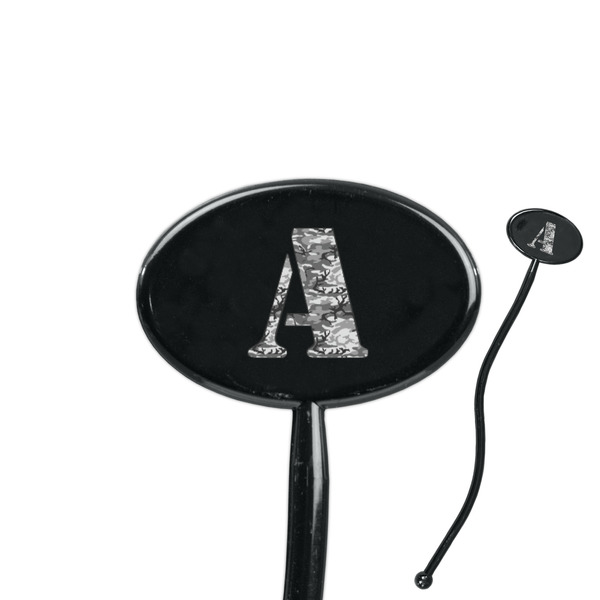 Custom Camo 7" Oval Plastic Stir Sticks - Black - Single Sided (Personalized)