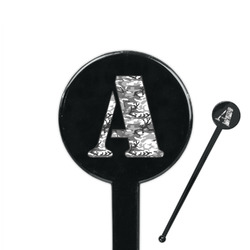 Camo 7" Round Plastic Stir Sticks - Black - Single Sided (Personalized)