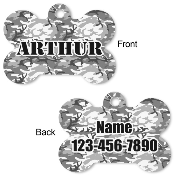 Camo Bone Shaped Dog Tag - Front & Back