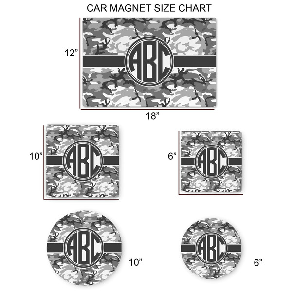 Camo Car Magnets - SIZE CHART