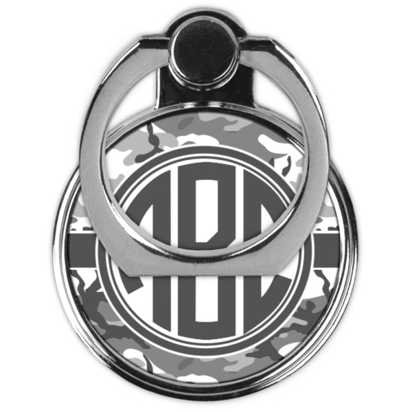 Camo Cell Phone Ring Stand & Holder - Front (Collapsed)