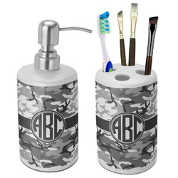 Camo Ceramic Bathroom Accessories Set (Personalized)