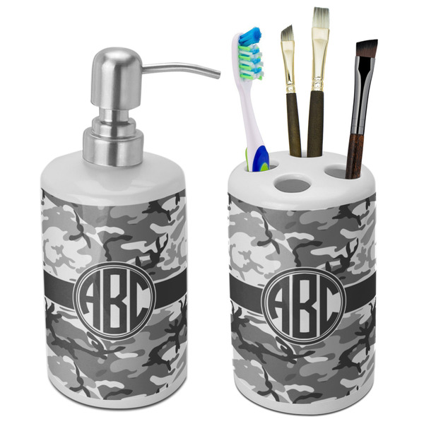 Custom Camo Ceramic Bathroom Accessories Set (Personalized)