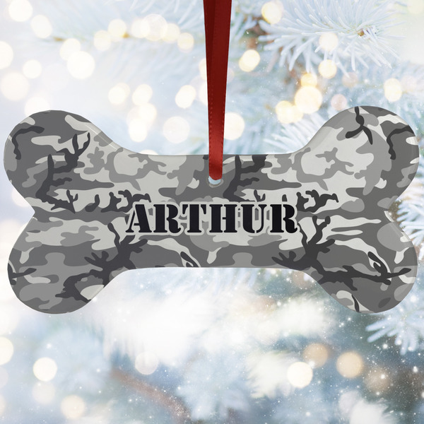 Custom Camo Ceramic Dog Ornament w/ Monograms