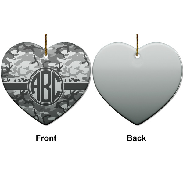 Camo Ceramic Flat Ornament - Heart Front & Back (APPROVAL)