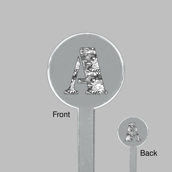 Camo Clear Plastic 7" Stir Stick - Round - Front & Back