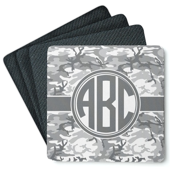 Custom Camo Square Rubber Backed Coasters - Set of 4 (Personalized)