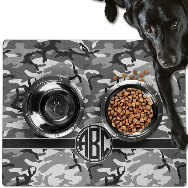 Custom Camo Dog Food Mat - Large w/ Monogram