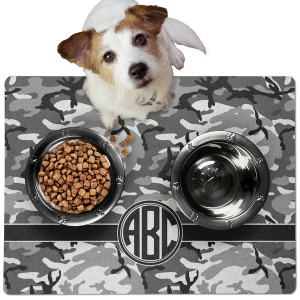 Custom Camo Dog Food Mat - Medium w/ Monogram