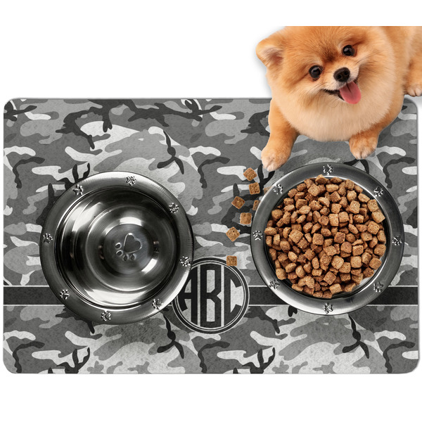 Custom Camo Dog Food Mat - Small w/ Monogram