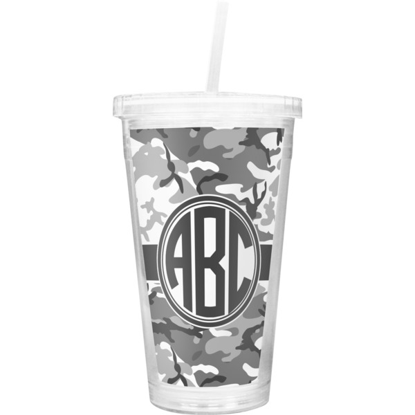 Custom Camo Double Wall Tumbler with Straw (Personalized)