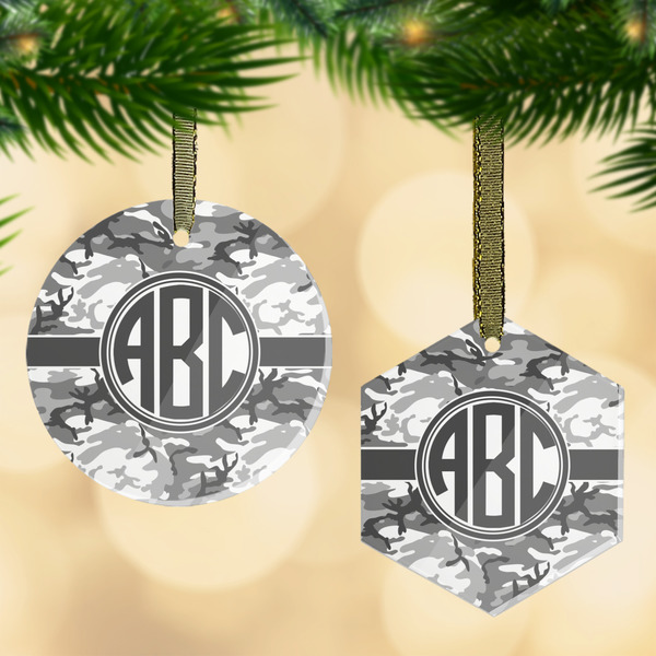 Custom Camo Flat Glass Ornament w/ Monogram