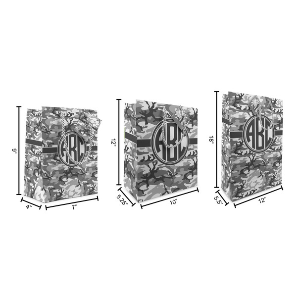 Camo Gift Bags - All Sizes - Dimensions