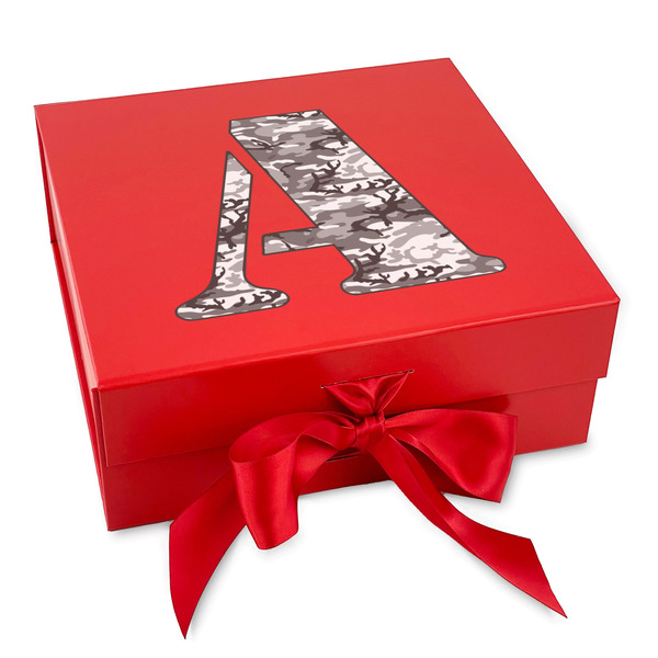 Custom Camo Gift Box with Magnetic Lid - Red (Personalized)