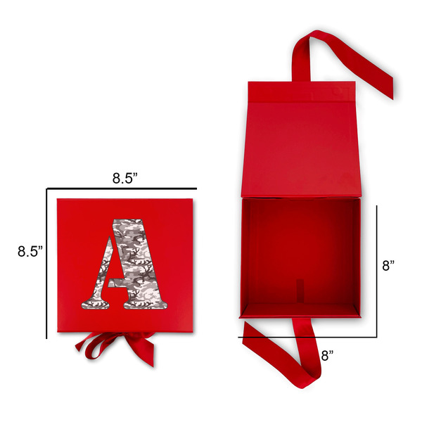 Camo Gift Boxes with Magnetic Lid - Red - Open & Closed
