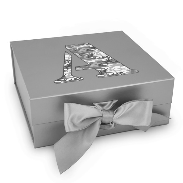 Custom Camo Gift Box with Magnetic Lid - Silver (Personalized)