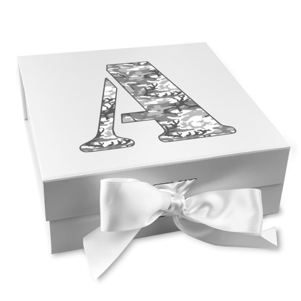 Custom Camo Gift Box with Magnetic Lid - White (Personalized)