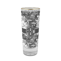 Camo 2 oz Shot Glass -  Glass with Gold Rim - Set of 4 (Personalized)